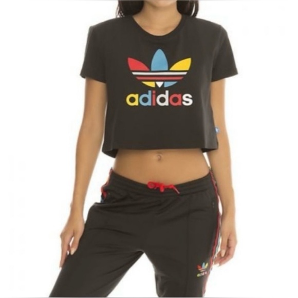 adidas Pants - Ladies Adidas Originals black tri-color track pants (S)